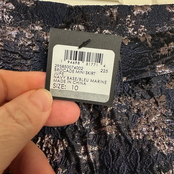 Club Monaco Brocade Mini Skirt Size US 10 Jupe Navy Blue Multi NWT. - Picture 8 of 10